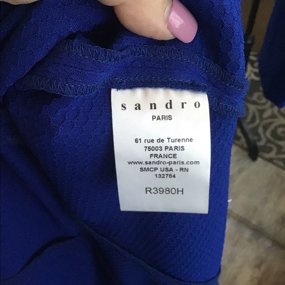 Sandro Royal Blue Jersey Mini w Lace 3 - Picture 5 of 6